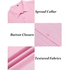 image:imageCOOFANDY Mens Short Sleeve Casual Button Down Shirts Textured Summer Beach ShirtPink