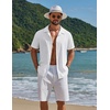 image:imageCOOFANDY Mens Short Sleeve Casual Button Down Shirts Textured Summer Beach ShirtWhite