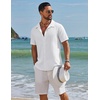 image:imageCOOFANDY Mens Short Sleeve Casual Button Down Shirts Textured Summer Beach ShirtWhite
