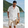 image:imageCOOFANDY Mens Short Sleeve Casual Button Down Shirts Textured Summer Beach ShirtWhite