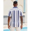image:imageCOOFANDY Mens Short Sleeve Casual Shirts Button Down Striped Summer Shirts Textured Vacation Beach ShirtA WhiteDark Blue