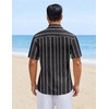 image:imageCOOFANDY Mens Short Sleeve Casual Shirts Button Down Striped Summer Shirts Textured Vacation Beach ShirtB BlackDark Grey