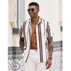 image:imageCOOFANDY Mens Short Sleeve Casual Shirts Button Down Striped Summer Shirts Textured Vacation Beach ShirtB WhiteBrown