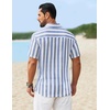 image:imageCOOFANDY Mens Short Sleeve Casual Shirts Button Down Striped Summer Shirts Textured Vacation Beach ShirtB WhiteLight Blue
