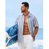 image:imageCOOFANDY Mens Short Sleeve Casual Shirts Button Down Striped Summer Shirts Textured Vacation Beach ShirtB WhiteLight Blue