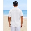image:imageCOOFANDY Mens Short Sleeve Casual Shirts Button Down Striped Summer Shirts Textured Vacation Beach ShirtC Pure White