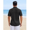 image:imageCOOFANDY Mens Short Sleeve Casual Shirts Button Down Striped Summer Shirts Textured Vacation Beach ShirtD Pure Black