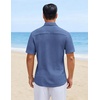 image:imageCOOFANDY Mens Short Sleeve Casual Shirts Button Down Striped Summer Shirts Textured Vacation Beach ShirtGrey Blue