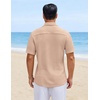 image:imageCOOFANDY Mens Short Sleeve Casual Shirts Button Down Striped Summer Shirts Textured Vacation Beach ShirtKhaki