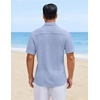 image:imageCOOFANDY Mens Short Sleeve Casual Shirts Button Down Striped Summer Shirts Textured Vacation Beach ShirtWhiteBlue