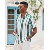 image:imageCOOFANDY Mens Short Sleeve Casual Shirts Button Down Striped Summer Shirts Textured Vacation Beach ShirtWhiteGreen