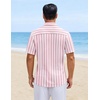 image:imageCOOFANDY Mens Short Sleeve Casual Shirts Button Down Striped Summer Shirts Textured Vacation Beach ShirtWhitePink