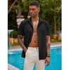 image:imageCOOFANDY Mens Short Sleeve Cuban Guayabera Shirt Casual Summer Beach Button Down ShirtsAblack