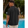 image:imageCOOFANDY Mens Short Sleeve Cuban Guayabera Shirt Casual Summer Beach Button Down ShirtsAblack