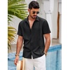 image:imageCOOFANDY Mens Short Sleeve Cuban Guayabera Shirt Casual Summer Beach Button Down ShirtsAblack