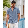 image:imageCOOFANDY Mens Short Sleeve Cuban Guayabera Shirt Casual Summer Beach Button Down ShirtsAblue