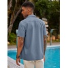 image:imageCOOFANDY Mens Short Sleeve Cuban Guayabera Shirt Casual Summer Beach Button Down ShirtsAblue