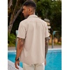 image:imageCOOFANDY Mens Short Sleeve Cuban Guayabera Shirt Casual Summer Beach Button Down ShirtsAchampagne