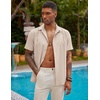 image:imageCOOFANDY Mens Short Sleeve Cuban Guayabera Shirt Casual Summer Beach Button Down ShirtsAchampagne