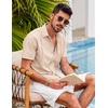 image:imageCOOFANDY Mens Short Sleeve Cuban Guayabera Shirt Casual Summer Beach Button Down ShirtsAchampagne