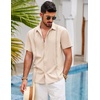 image:imageCOOFANDY Mens Short Sleeve Cuban Guayabera Shirt Casual Summer Beach Button Down ShirtsAchampagne