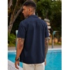 image:imageCOOFANDY Mens Short Sleeve Cuban Guayabera Shirt Casual Summer Beach Button Down ShirtsAnavy Blue