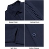 image:imageCOOFANDY Mens Short Sleeve Cuban Guayabera Shirt Casual Summer Beach Button Down ShirtsAnavy Blue