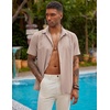 image:imageCOOFANDY Mens Short Sleeve Cuban Guayabera Shirt Casual Summer Beach Button Down ShirtsApricot