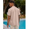 image:imageCOOFANDY Mens Short Sleeve Cuban Guayabera Shirt Casual Summer Beach Button Down ShirtsApricot