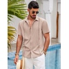 image:imageCOOFANDY Mens Short Sleeve Cuban Guayabera Shirt Casual Summer Beach Button Down ShirtsApricot