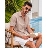 image:imageCOOFANDY Mens Short Sleeve Cuban Guayabera Shirt Casual Summer Beach Button Down ShirtsApricot
