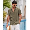 image:imageCOOFANDY Mens Short Sleeve Cuban Guayabera Shirt Casual Summer Beach Button Down ShirtsArmy Green