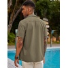 image:imageCOOFANDY Mens Short Sleeve Cuban Guayabera Shirt Casual Summer Beach Button Down ShirtsArmy Green