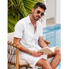 image:imageCOOFANDY Mens Short Sleeve Cuban Guayabera Shirt Casual Summer Beach Button Down ShirtsAwhite