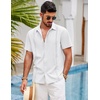 image:imageCOOFANDY Mens Short Sleeve Cuban Guayabera Shirt Casual Summer Beach Button Down ShirtsAwhite