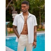 image:imageCOOFANDY Mens Short Sleeve Cuban Guayabera Shirt Casual Summer Beach Button Down ShirtsAwhite
