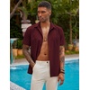 image:imageCOOFANDY Mens Short Sleeve Cuban Guayabera Shirt Casual Summer Beach Button Down ShirtsAwine Red