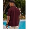 image:imageCOOFANDY Mens Short Sleeve Cuban Guayabera Shirt Casual Summer Beach Button Down ShirtsAwine Red