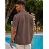 image:imageCOOFANDY Mens Short Sleeve Cuban Guayabera Shirt Casual Summer Beach Button Down ShirtsBrown