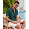 image:imageCOOFANDY Mens Short Sleeve Cuban Guayabera Shirt Casual Summer Beach Button Down ShirtsDark Green