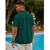image:imageCOOFANDY Mens Short Sleeve Cuban Guayabera Shirt Casual Summer Beach Button Down ShirtsDark Green