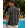 image:imageCOOFANDY Mens Short Sleeve Cuban Guayabera Shirt Casual Summer Beach Button Down ShirtsDeep Grey