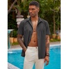 image:imageCOOFANDY Mens Short Sleeve Cuban Guayabera Shirt Casual Summer Beach Button Down ShirtsDeep Grey