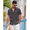 image:imageCOOFANDY Mens Short Sleeve Cuban Guayabera Shirt Casual Summer Beach Button Down ShirtsDeep Grey