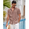 image:imageCOOFANDY Mens Short Sleeve Cuban Guayabera Shirt Casual Summer Beach Button Down ShirtsDeep Pink