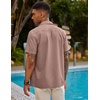 image:imageCOOFANDY Mens Short Sleeve Cuban Guayabera Shirt Casual Summer Beach Button Down ShirtsDeep Pink
