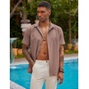 image:imageCOOFANDY Mens Short Sleeve Cuban Guayabera Shirt Casual Summer Beach Button Down ShirtsDeep Pink