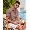 image:imageCOOFANDY Mens Short Sleeve Cuban Guayabera Shirt Casual Summer Beach Button Down ShirtsDeep Pink