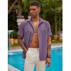 image:imageCOOFANDY Mens Short Sleeve Cuban Guayabera Shirt Casual Summer Beach Button Down ShirtsDeep Purple