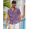 image:imageCOOFANDY Mens Short Sleeve Cuban Guayabera Shirt Casual Summer Beach Button Down ShirtsDeep Purple